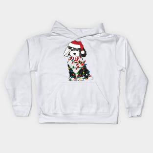 Cute Sheepadoodle Wrapped In Christmas Lights Kids Hoodie